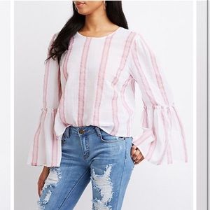 Striped open back top (never been worn!)